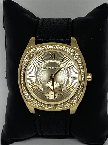 Black Leather Analog Dial Quartz Watch 