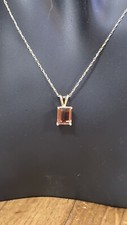 14k Emerald Cut Rubelite Pendant On 14k 18" Chain New Pink Tourmaline
