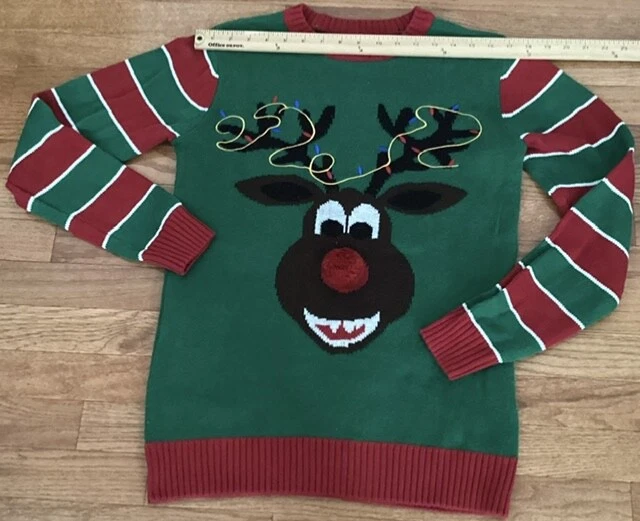Ugly Christmas Sweater Rudolph The Red Nose Reindeer Size Small (S) Peppermints