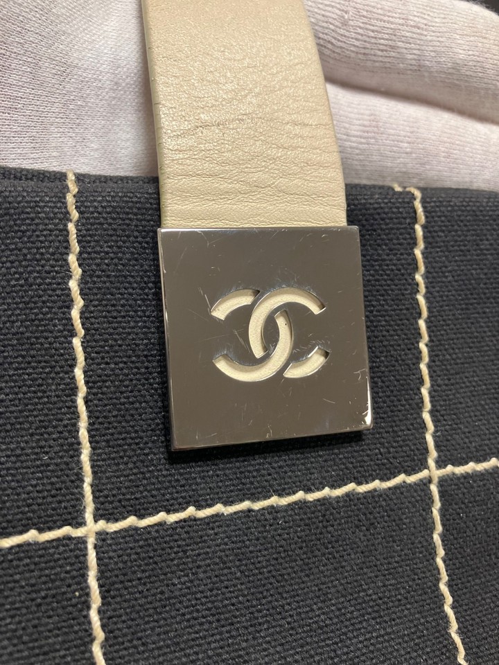 CHANEL Choco bar Cotton Boston bag Black 🌸Rank AB🌸 Authentic From Japan