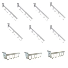 10Pc 17-1/2" Chrome Gridwall 5 Hook Waterfall Faceout Square Tube Fixture J Hook