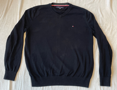 Tommy Hilfiger Black Knit Crew Neck Pullover Sweater Jumper L