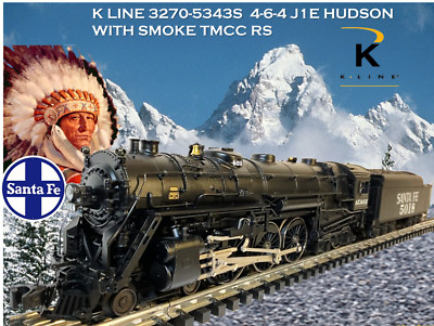 K3270-5343S 4-6-4 J1E HUDSON WITH SMOKE TMCC RS SMK IN SANTA FE LIVERY UNIQUE