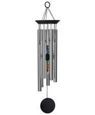 Woodstock Chimes 24" Silver-Tone Chakra Wind Chime w/ Seven Stones  - CC7L