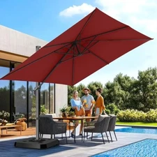 HOTIME 10 ft. Square Aluminum Cantilever Offset Outdoor Patio Umbrella Sunshade