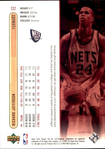 2001-02 Upper Deck 🏀 YOU PICK #2 - #437 🏀 NBA Cards SP RC Base Commons Stars - Photo 196 sur 238