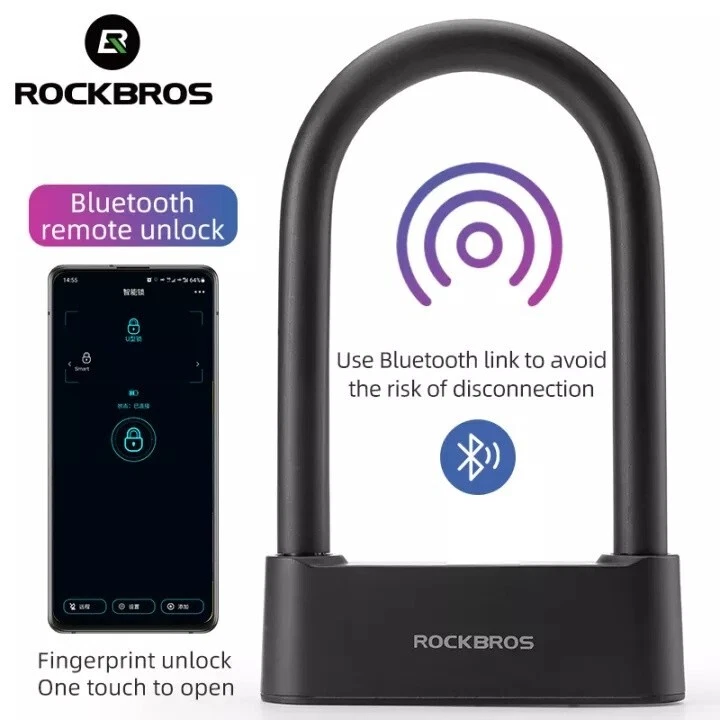 ROCKBROS Bike Intelligent Lock Smart Fingerprint U Lock Bluetooth Phone Control - Image 3 of 4