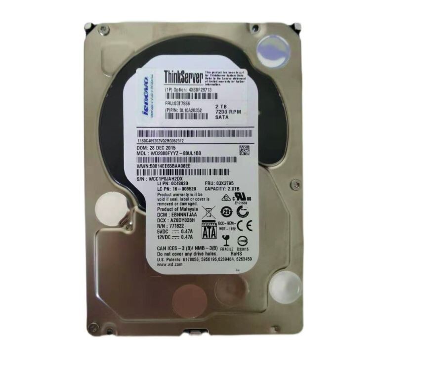 03T7866 Lenovo 2TB SATA 3.5-Inch Hard Drive for ThinkServer RD650 
