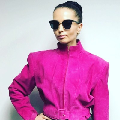 Jean Claude Jitrois Pink Suede Jacket with Matching Bag