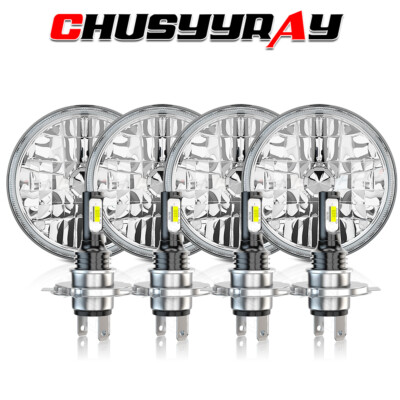 For Cadillac DeVille 1962-1974 4PCS 5-3/4'' 5.75'' LED-Headlights Hi-Lo Beam Bulbs