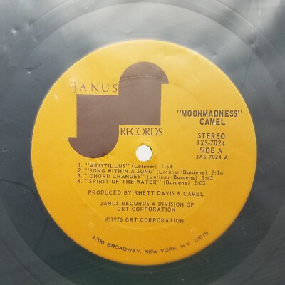 Camel - Moonmadness LP 1976 Janus Records   JXS 7024 (Record Only - No Jacket)