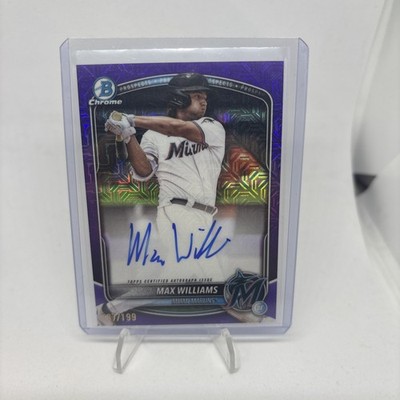 2025 Bowman Draft Mega Box Max Williams Mojo Refractor Auto Purple /199 Marlins