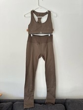 Alo Yoga Brown airlift Sports Bra and high waisted Leggings Set size medium