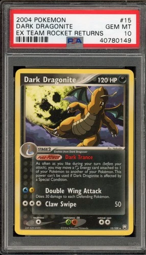 Pokemon Dark Dragonite EX Team Rocket Returns Rare #15 PSA 10 Gem Mint