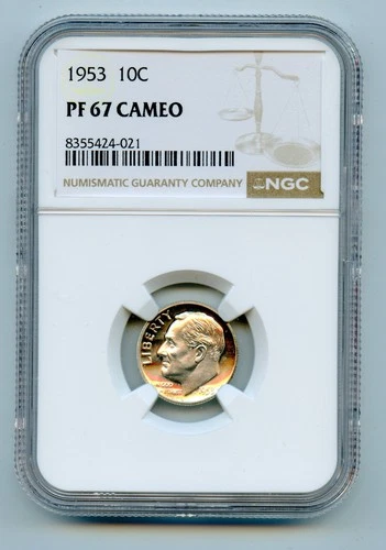 1953 Proof Roosevelt Silver Dime 10c NGC PF67 Cameo