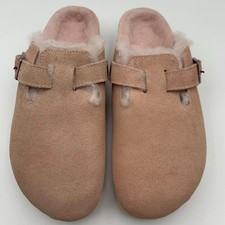 Birkenstocks ox Boston Shearling Light Rose Suede Narrow, Pink Fur Used Size 36