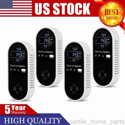 4X Carbon Monoxide Detector Plug 4-in-1 CO Level Monitor Alarm with Temp Sensor
