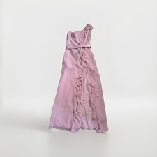 White By Vera Wang Iris One Shoulder Dress Sz 6 Chiffon Cascading Ruffle Belted