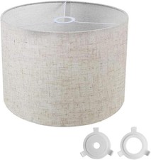 Owfeel Beige Linen Drum Lampshade, 12.6" Top x 12.6" Bottom x 7.8" High Lamp Sha