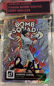 Aaron Judge 2022 NY Yankees Panini/Donruss  Bomb Squad # BS-6 Hard Signed Card.