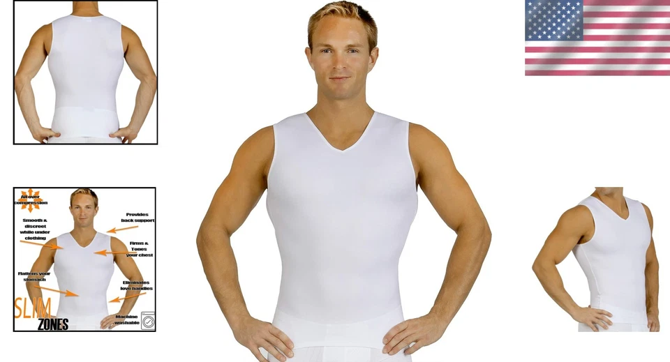 Men’s Compression Sleeveless V-Neck Shirt - Instant Slimming Body Shaper - Image 2 of 4