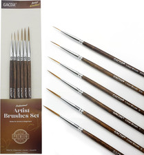 Rigger Brush Watercolor Set, 6 Long Liner Brushes for Acrylic Painting