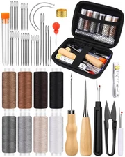Kit de artesanía de costura de cuero de 50 piezas para costura de bricolaje
