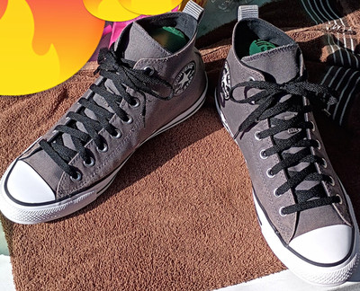 Converse Chuck Taylor All Star High Top Gray/Black Canvas Lace Up Mens Sneakers