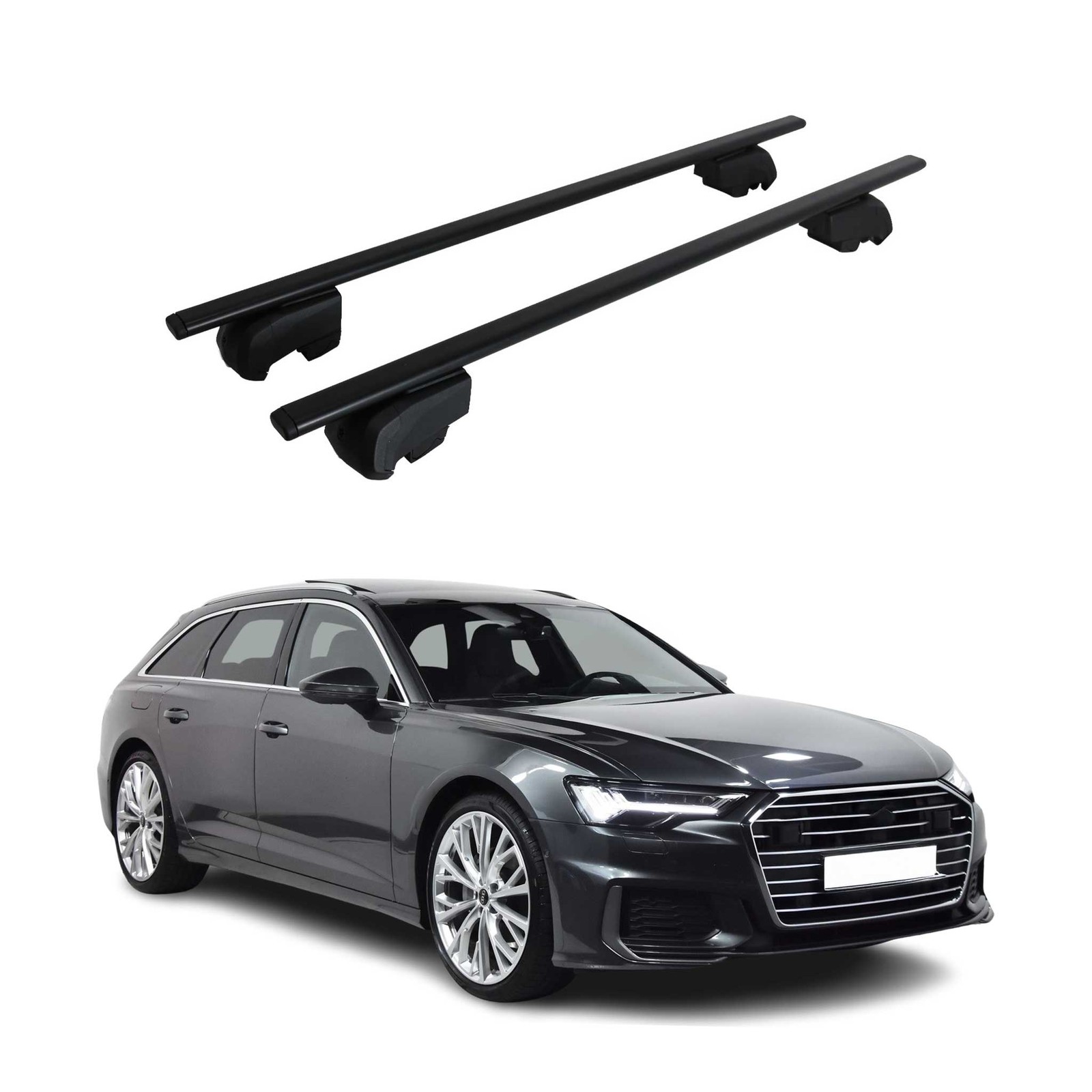 Barres de toit longitudinales Audi A6 C8 Avant 4A5 2019 2020 2021 2022 Noir