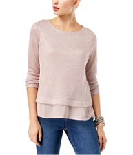 I.N.C Womens Shine Pullover Sweater, pink, M