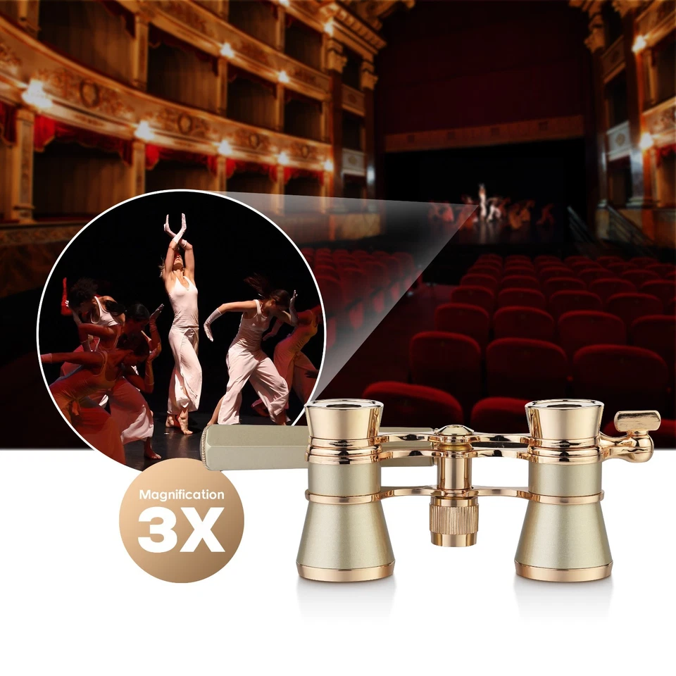 3X Opera Glasses 25mm Optical Glass Binoculars with Scalable Handle Women Gift - Image 3 of 4