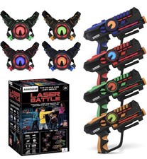 ArmoGear Set of 4 Laser Tag Guns with Vests Set 150ft Range Battery Operated