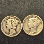 Lot of 2 Mercury silver dimes.1937 1938s