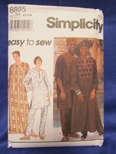 VTG Simplicity 8895 Easy to Sew Misses,Men Teen Boys XS,S,M Caftan Pattern 1994