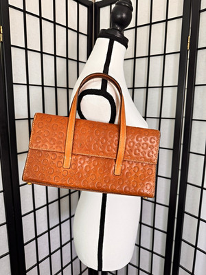 Céline Brown Monogram Satchel Top Handle Bag Snap Closure