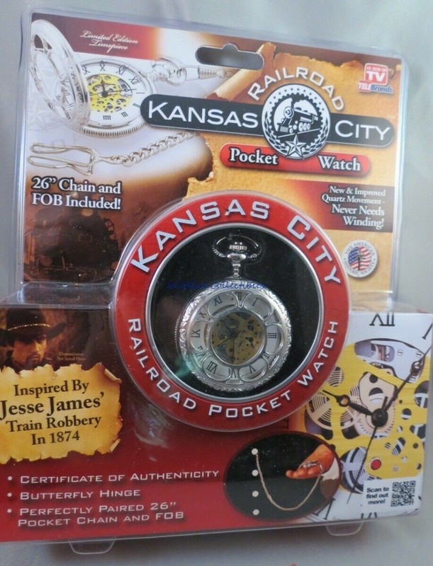 JESSE JAMES RAILROAD POCKET WATCH KANSAS CITY 1800S VINTAGE STYLE TRAIN ROBBERY