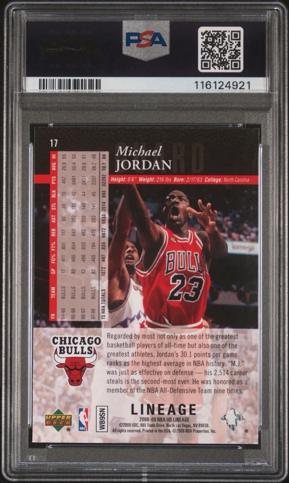 2008-09 Upper Deck Lineage #17 Michael Jordan SE, PSA 8.5, POP 1 NONE HIGHER - Image 2 of 2