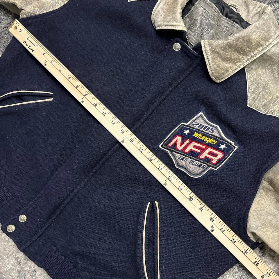 Wrangler NFR Jacket Mens Large 2005 National Finals Rodeo Vintage Wool Leather - Image 4 of 4