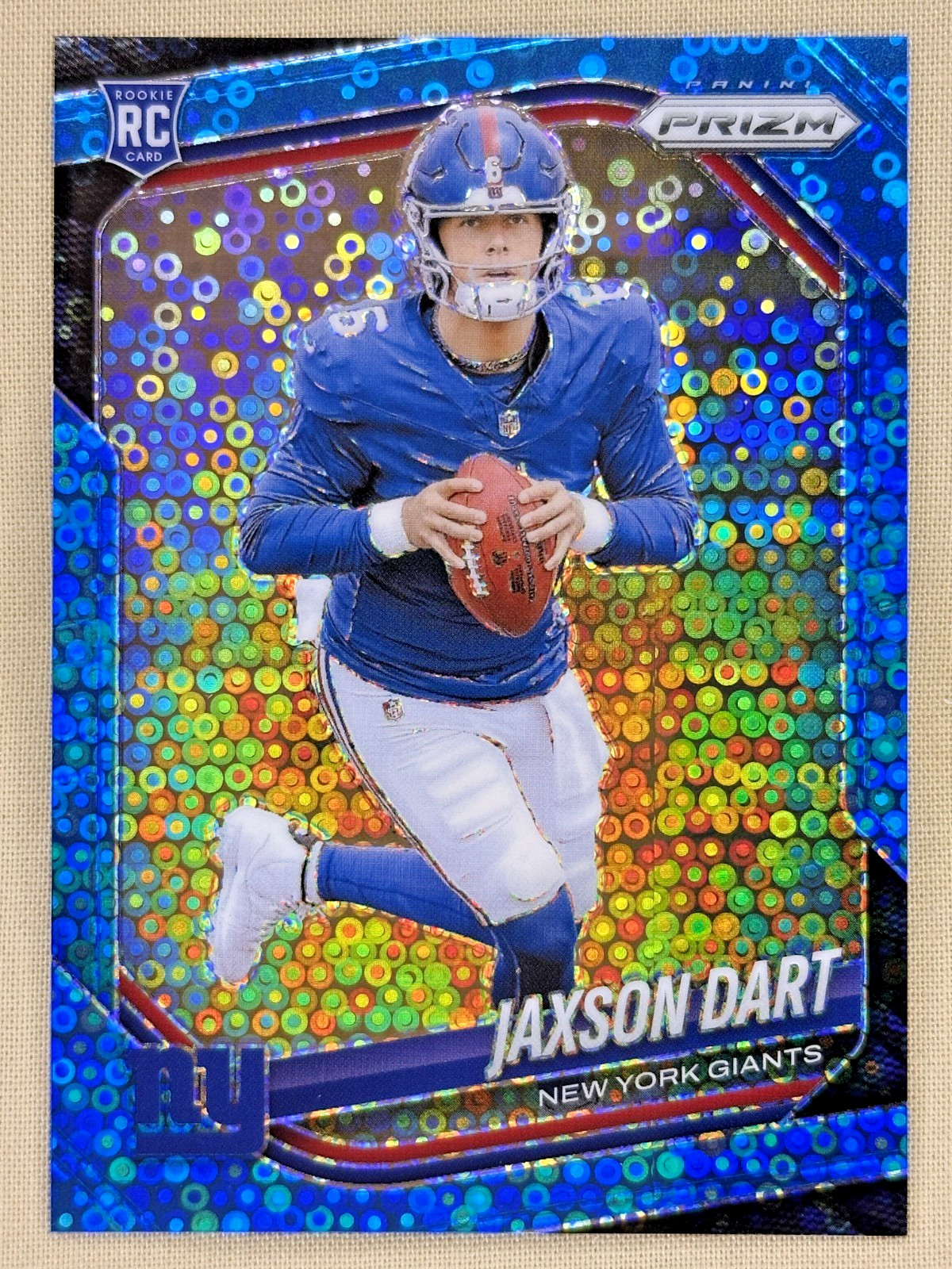 2025 Panini Prizm Jaxson Dart RC Forest Blue Disco /125 New York Giants #332
