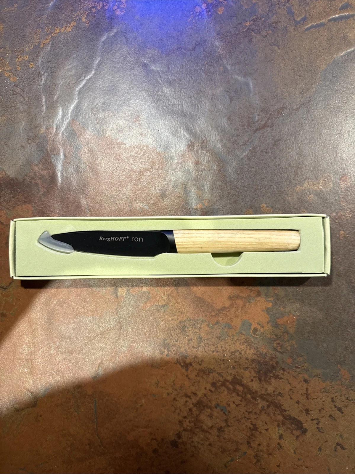 BergHOFF Ron Pairing Knife Black Stainless Steel With Wood Handle NIB
