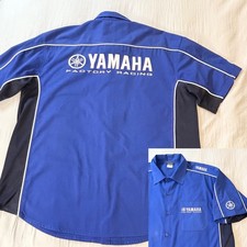Vintage 90s y2k Yamaha Factory Racing Pit crew Shirt men's large blue button up