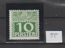 Austria- Levante, Portom. 10 piastrów, ciemnozielony tektura kredowa, postfr., podpisany