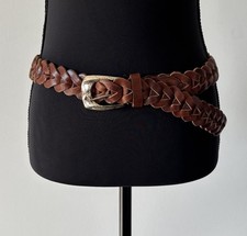 Leather Belt Women  s Sz Medium Large Brown Braided Western Boho Cowgirl Festival