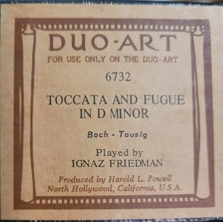 DUO ART "TOCCATA & FUGUE IN D MINOR" (HALLOWEEN!!!) PIANO ROLL RECUT