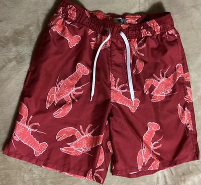 Old Navy Bathing Suit Mens SP Drawstring Mesh Lining Pocket Red Lobster Decor