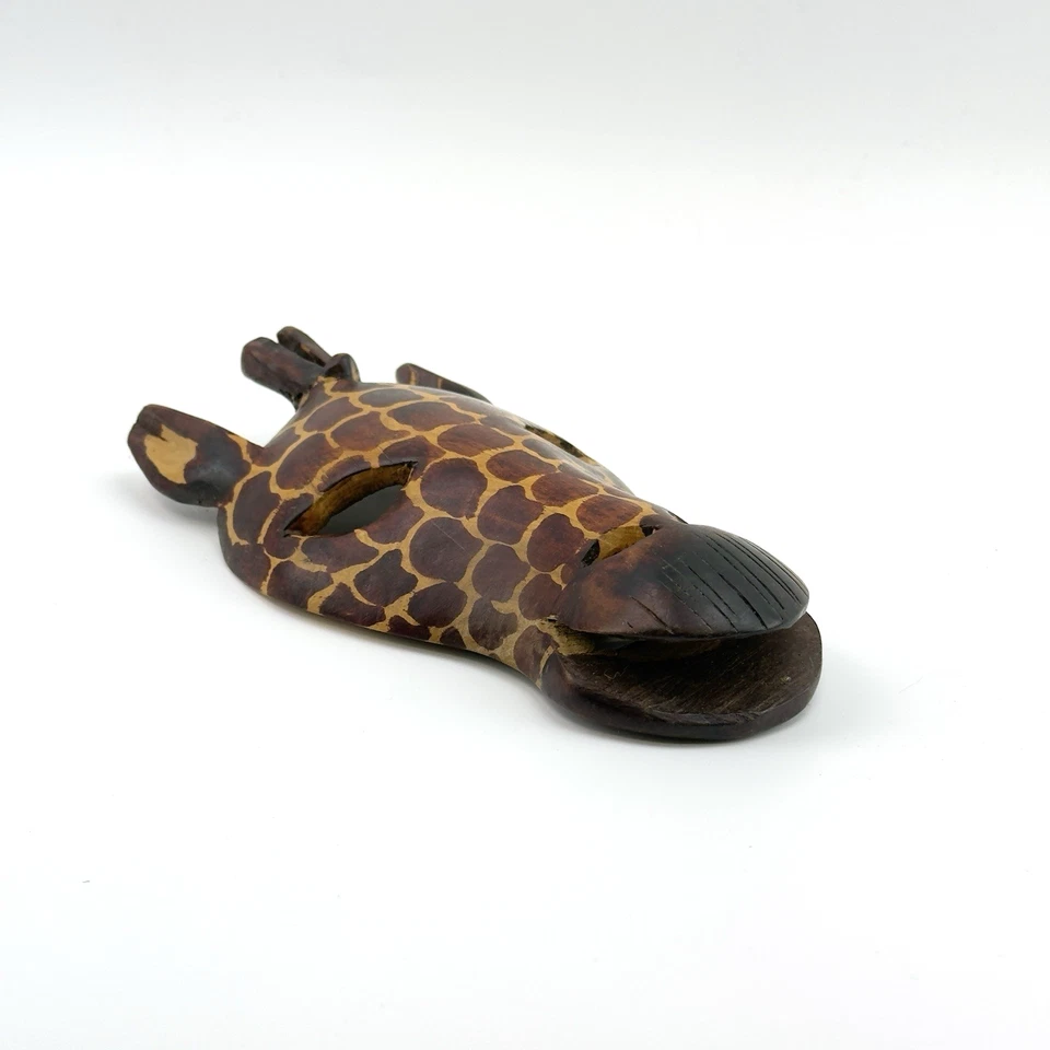 Giraffen Maske Holz | handgeschnitzte Wandmaske Afrika | ca. 22x12 cm | VTG Deko - Bild 3 von 4