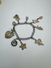 Disney Tinkerbell Charm Bracelet Multiples Charms 10  Silver Tone Chain Link