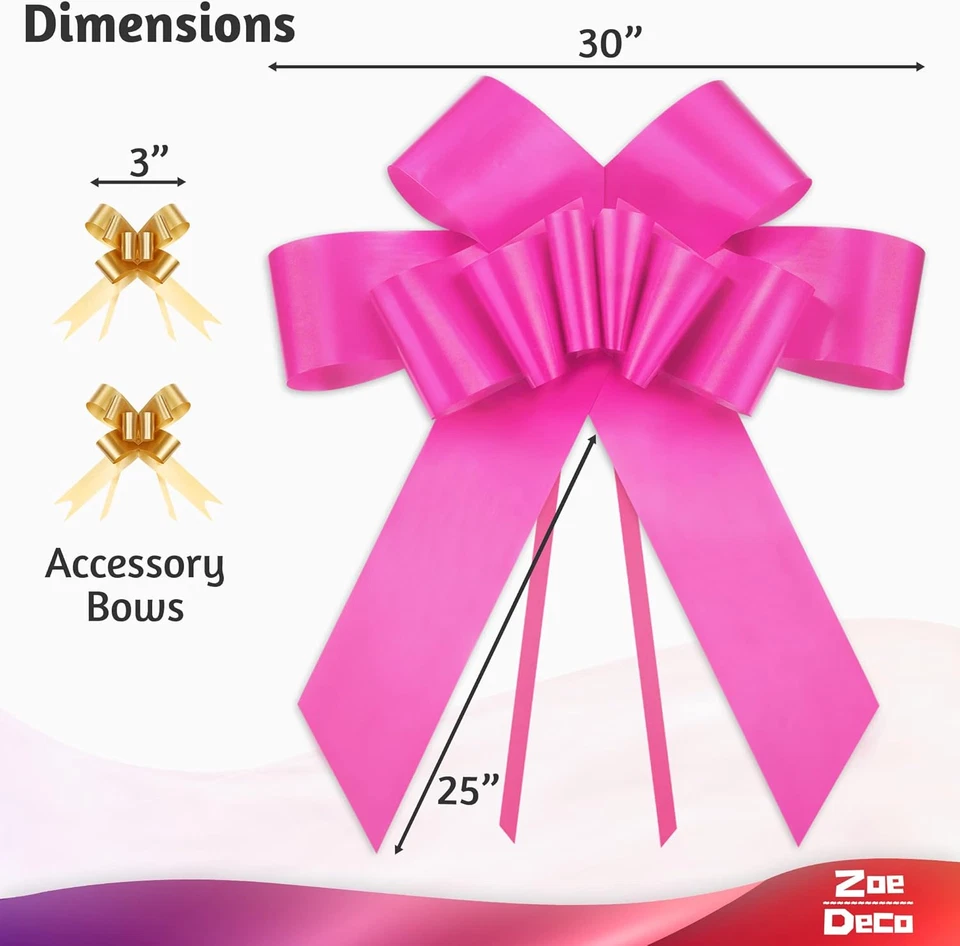 - Arco de coche grande - Rosa, 30 pulgadas - Arco de coche gigante con 2 arcos accesorios dorados para el nacimiento Foto 2 de 4