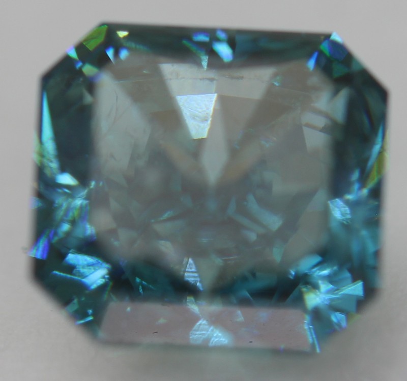 Cert 1.76 Carat Vivid Blue VS1 Radiant Natural Enhanced Diamond 6.53x6.43mm