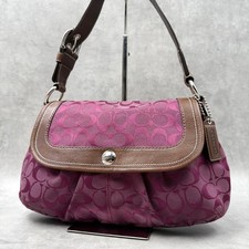 Coach 13739 Vintage Signature Soho Shoulder Bag Purple Brown Canvas Leather Used